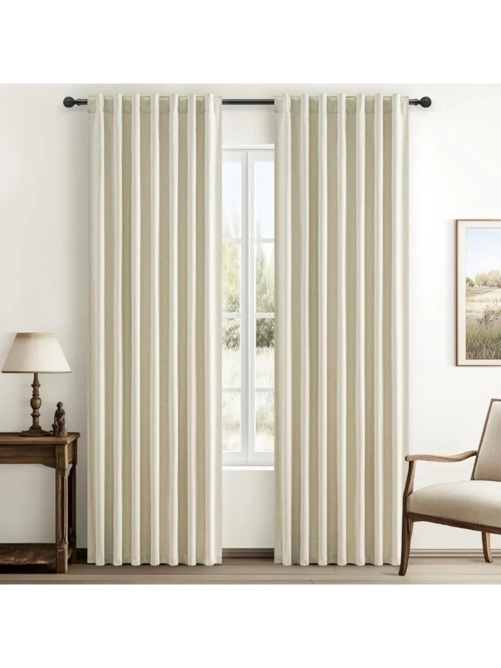 Cozy Cream Thick Linen Blackout Curtains 84